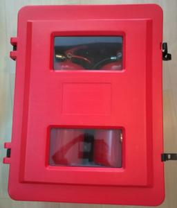 صندوق طفاية حريق بخزانة بلاستيكية حمراء لطفاية حريق مزدوجة، مقاس 715×540×270 ملم